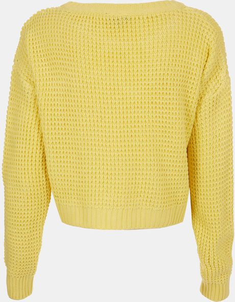 Topshop Crop Sweater in Yellow (light yellow) | Lyst