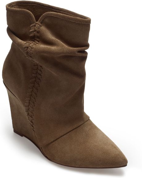Zara Suede Wedge Ankle Boot in Brown (khaki) | Lyst