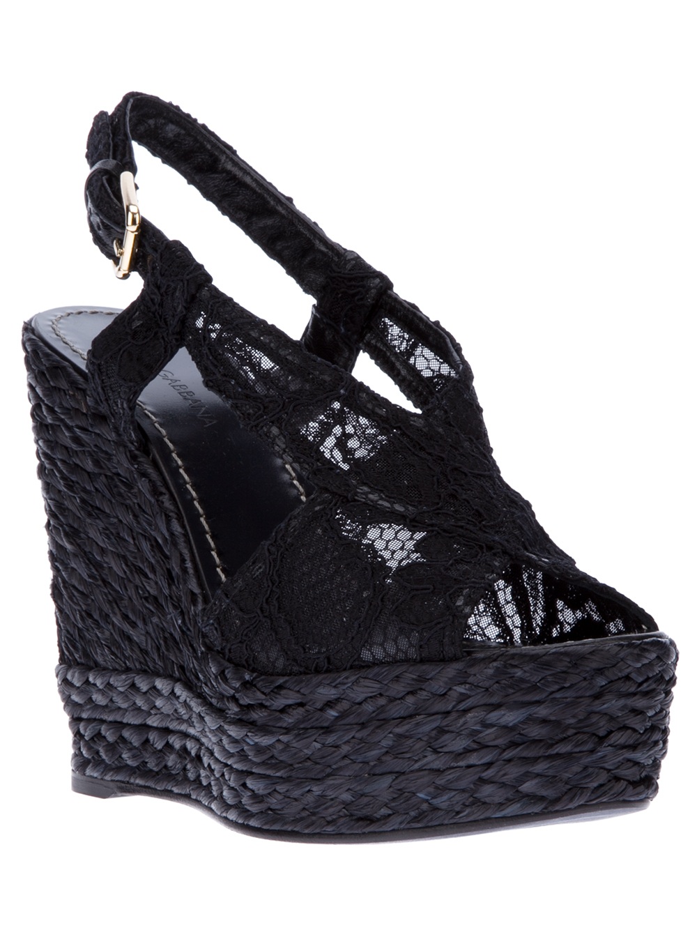 Dolce & Gabbana Wedge Sandal in Black | Lyst