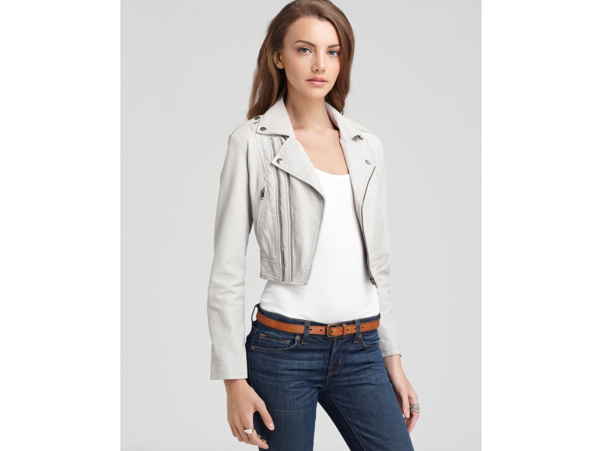 Pale grey leather jacket – Modern fashion jacket photo blog