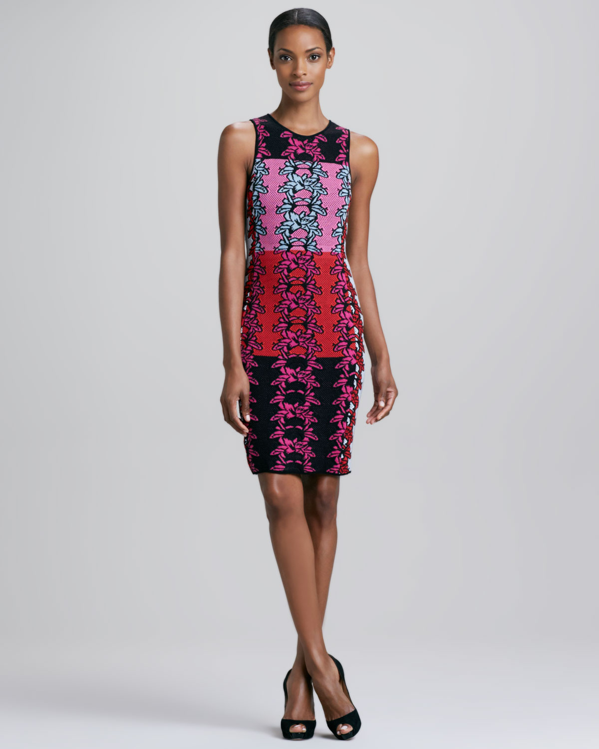 Lyst M Missoni Hibiscus Intarsia Print Dress In Black Gallery