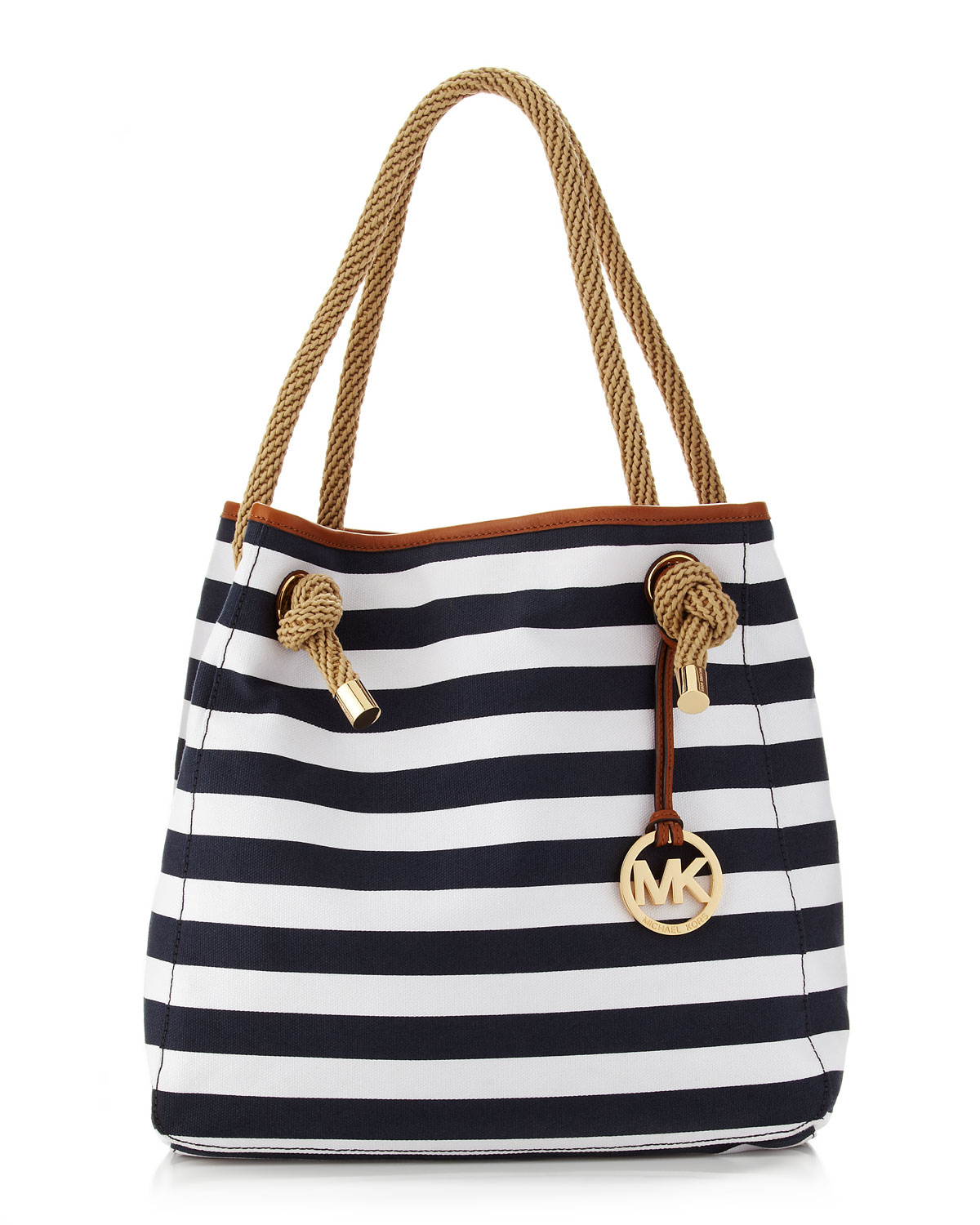 Lyst Michael Kors Marina Large Canvas Grab Bag In White Gallery Women S Michael Kors Marina
