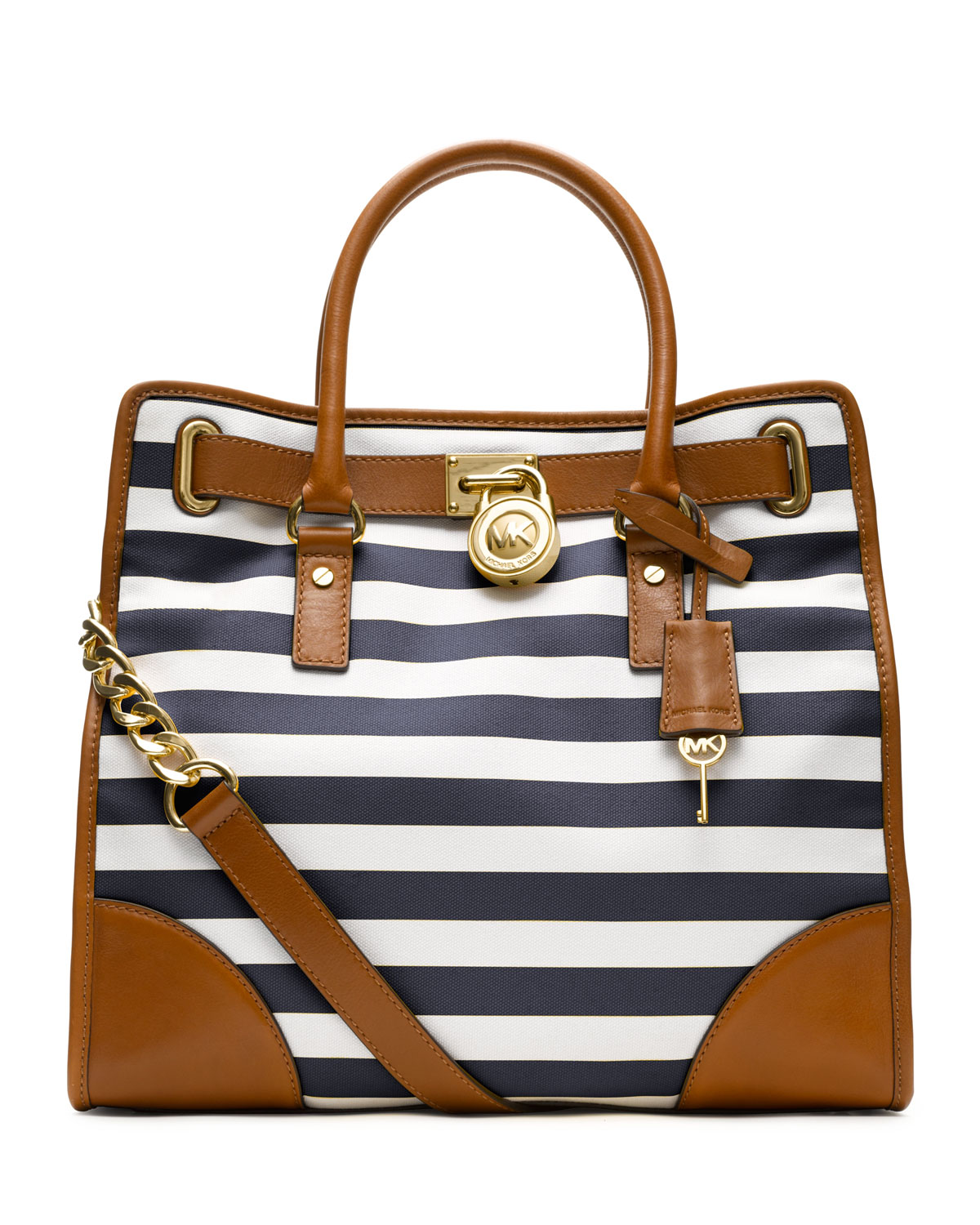 Michael kors Large Hamilton Striped Canvas Tote in Blue | Lyst