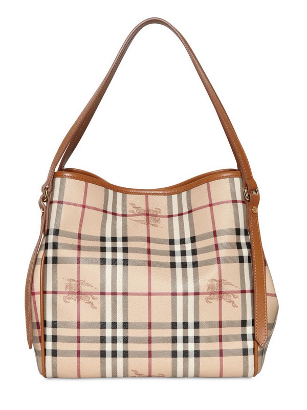 Burberry Small Canterbury Haymarket Pvc Bag In Beige Tan
