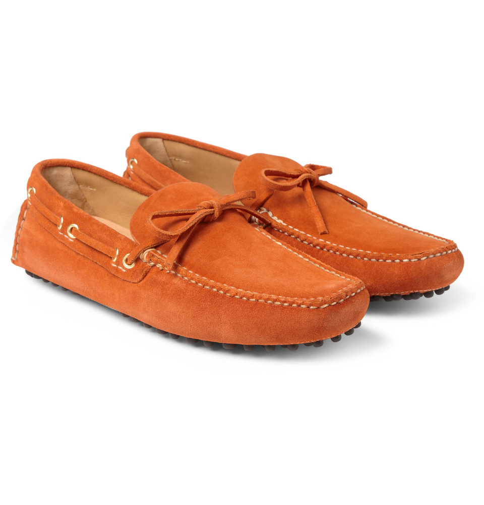 Lyst Car Shoe Suede Driving Shoes in Orange for Men