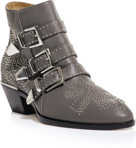 Chloé Buckle Up Boot in Gray (grey) | Lyst