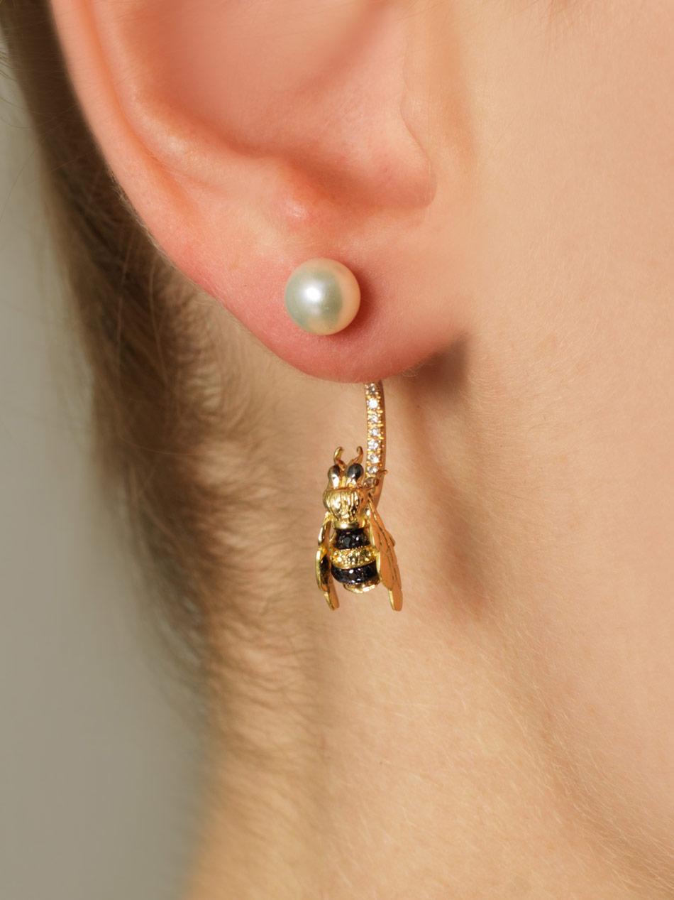 Lyst Delfina Delettrez Diamond Shire Pearl Bee Single Gallery