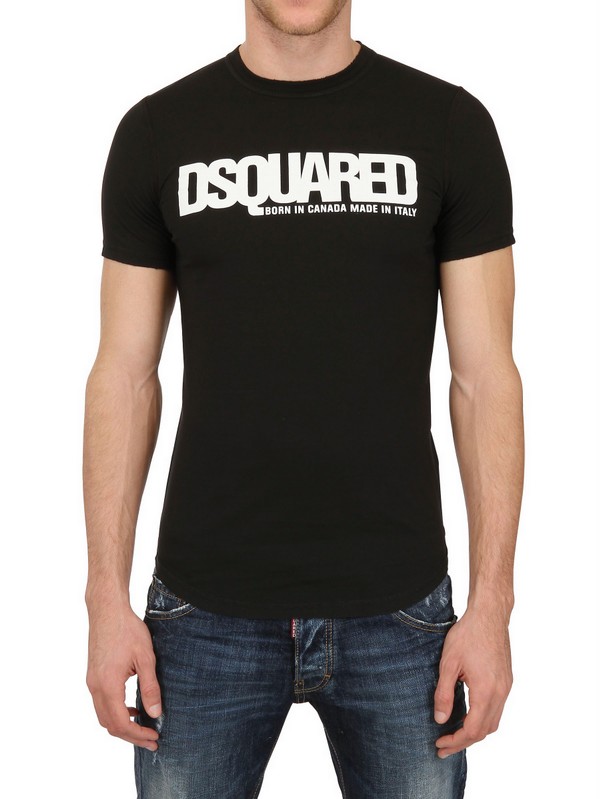 Lyst - DSquared² Dsquared Logo Dyed Cotton Jersey Tshirt in Black for Men