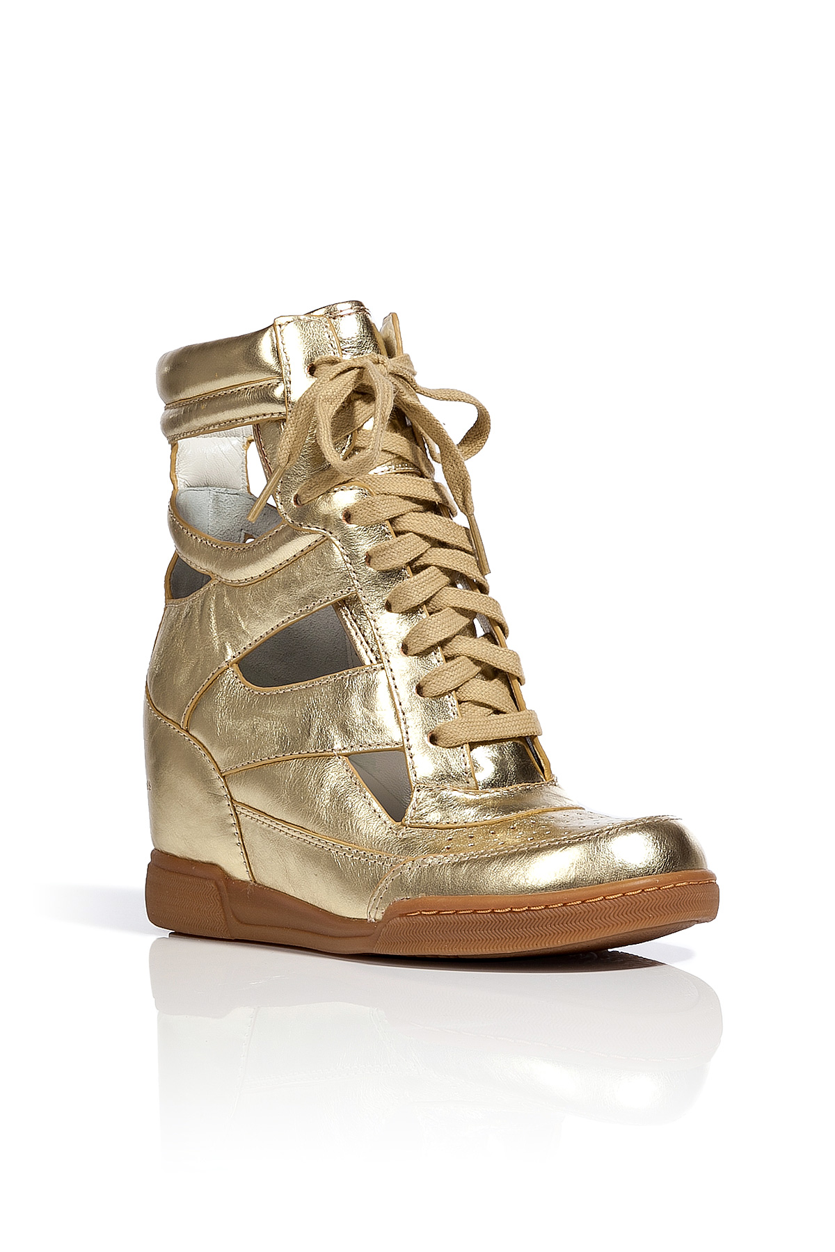 Lyst - Marc by marc jacobs Goldtoned Cutout Wedge Sneakers in Metallic