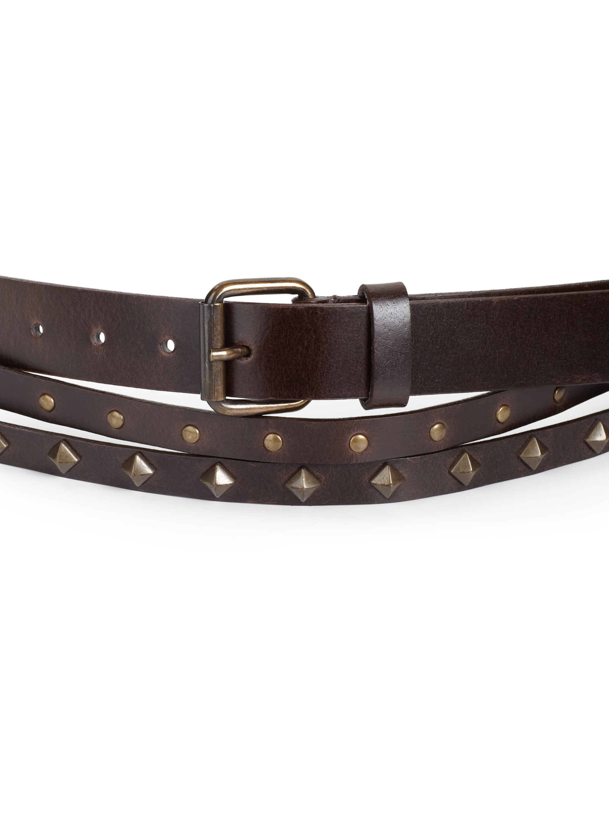 Lyst - Max Mara Studded Leather Wrap Belt in Brown