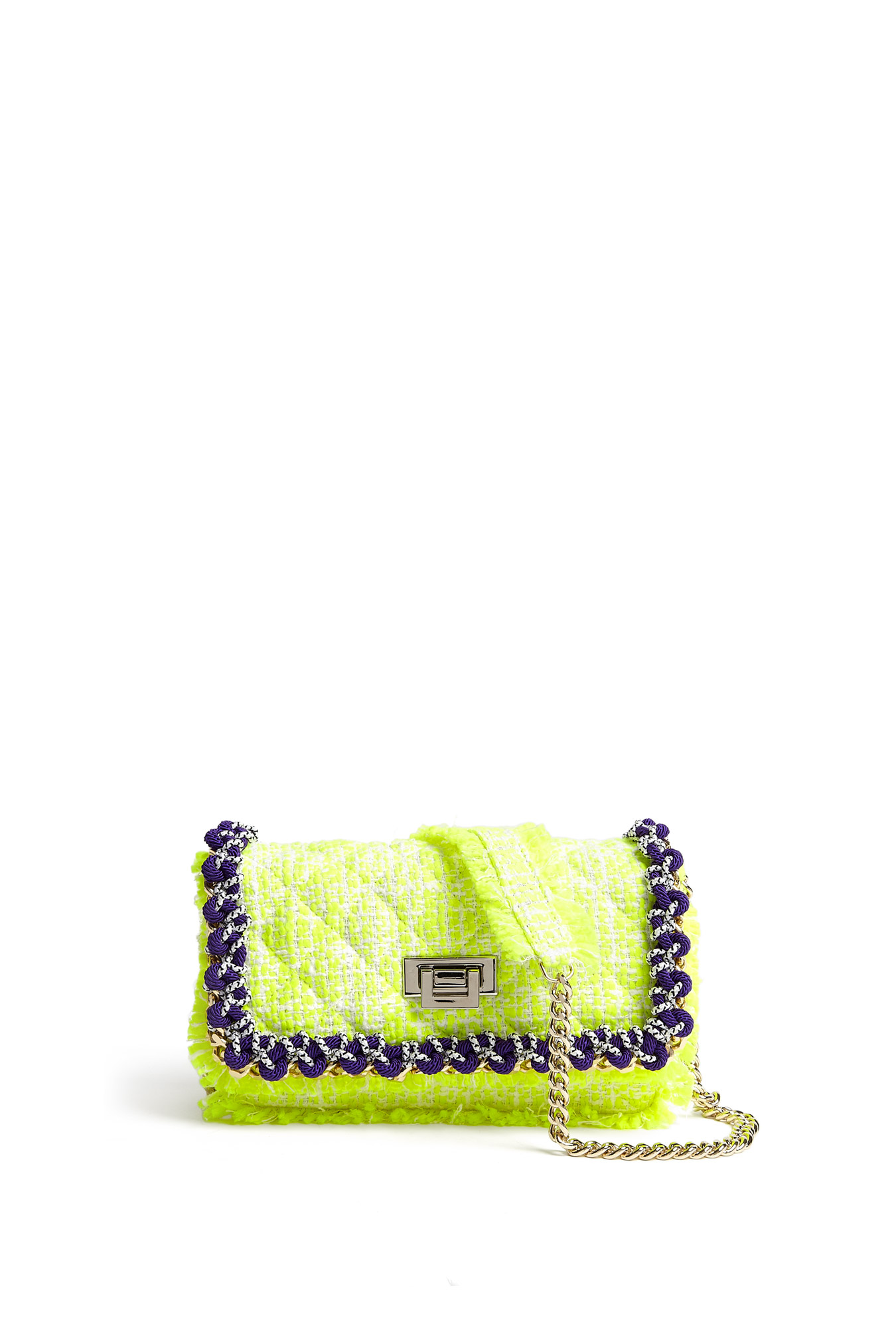 Msgm Neon Tweed Bag in Yellow (multicolour) | Lyst