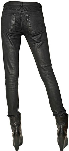 Rick Owens Stretch Waxed Cotton Denim Jeans in Black | Lyst