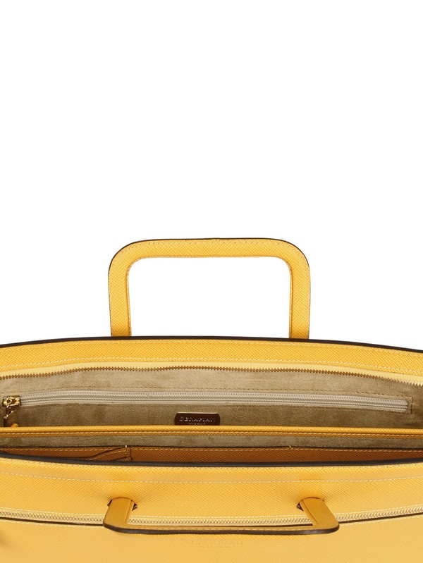 yellow leather briefcase