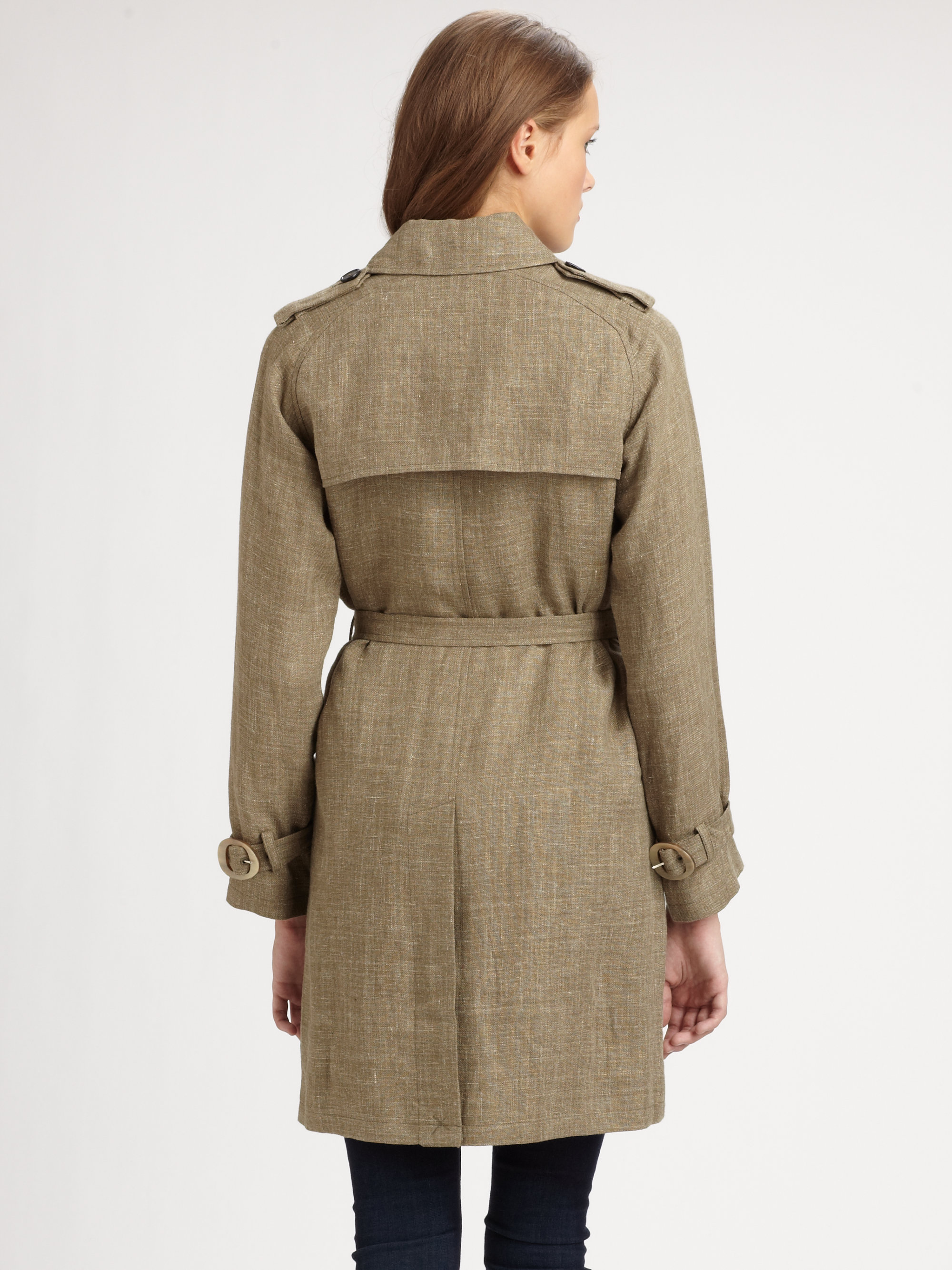 A.p.c. Tweed Trenchcoat in Brown | Lyst