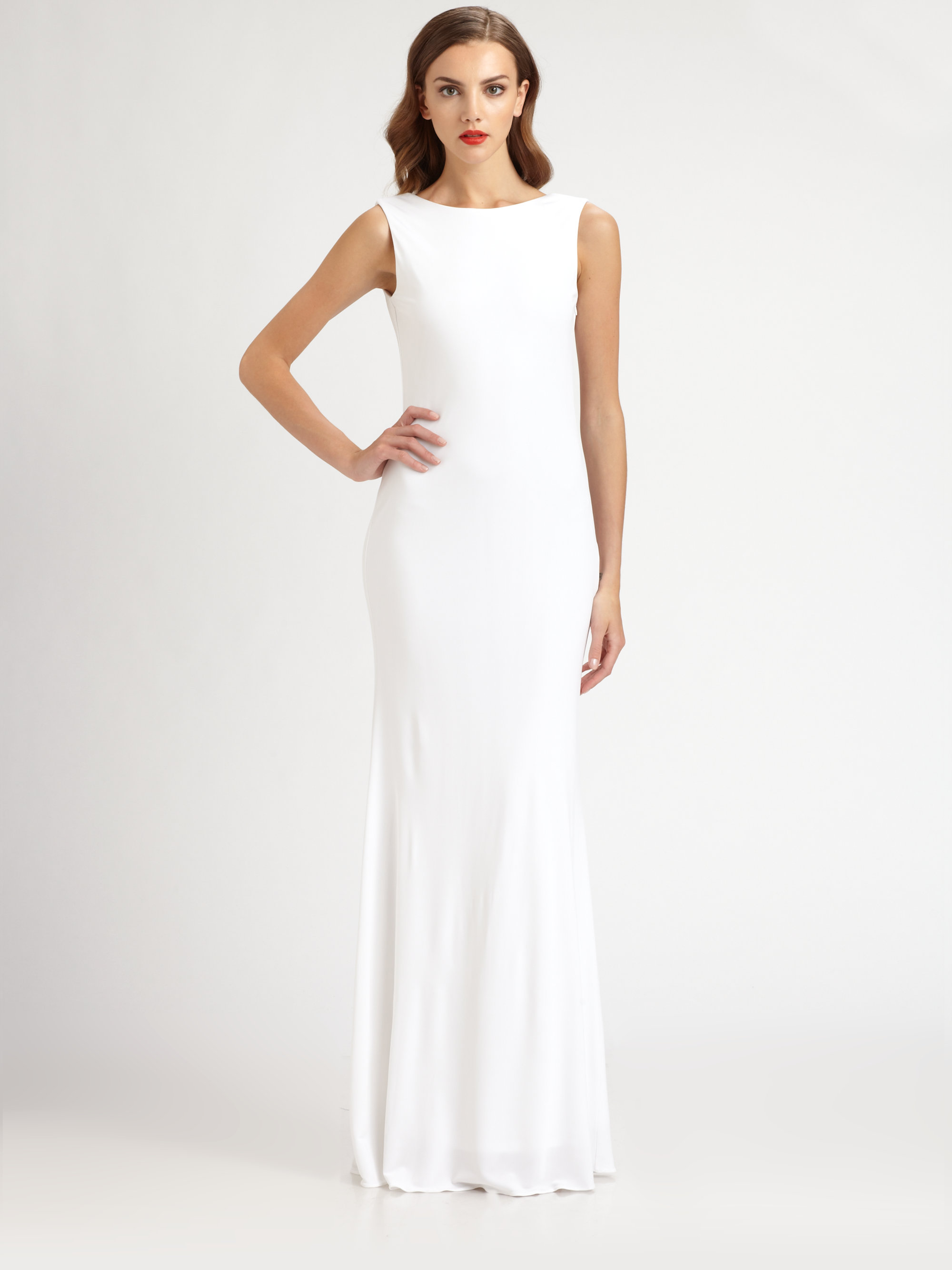 Lyst - Badgley Mischka Beaded Jersey Gown in White