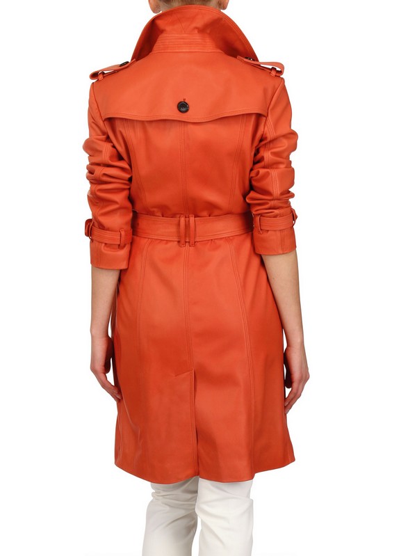 Lyst - Burberry Soft Nappa Leather Trench Coat in Orange