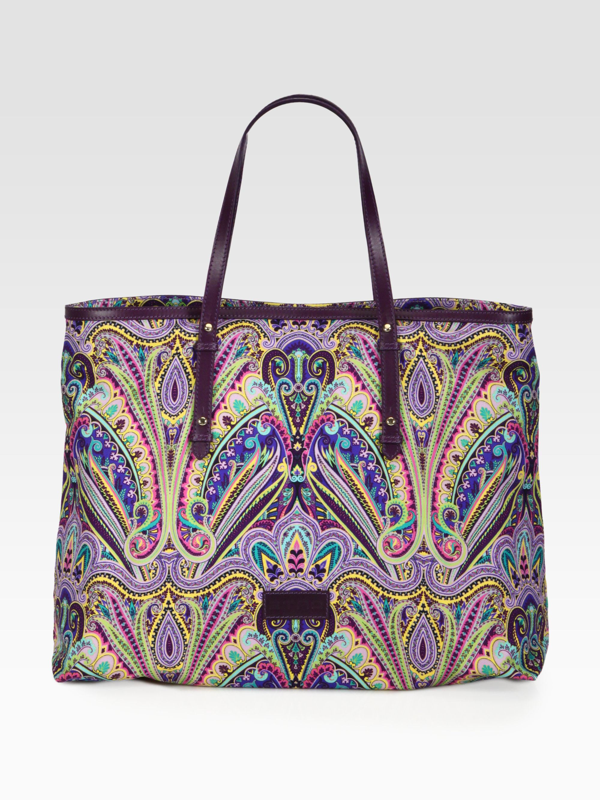 Etro Purple Border Paisley Eastwest Tote Bag Lyst