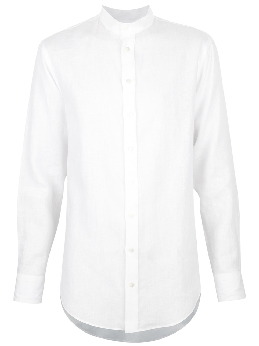 Giorgio armani Collarless Button Down Shirt in White for Men | Lyst
