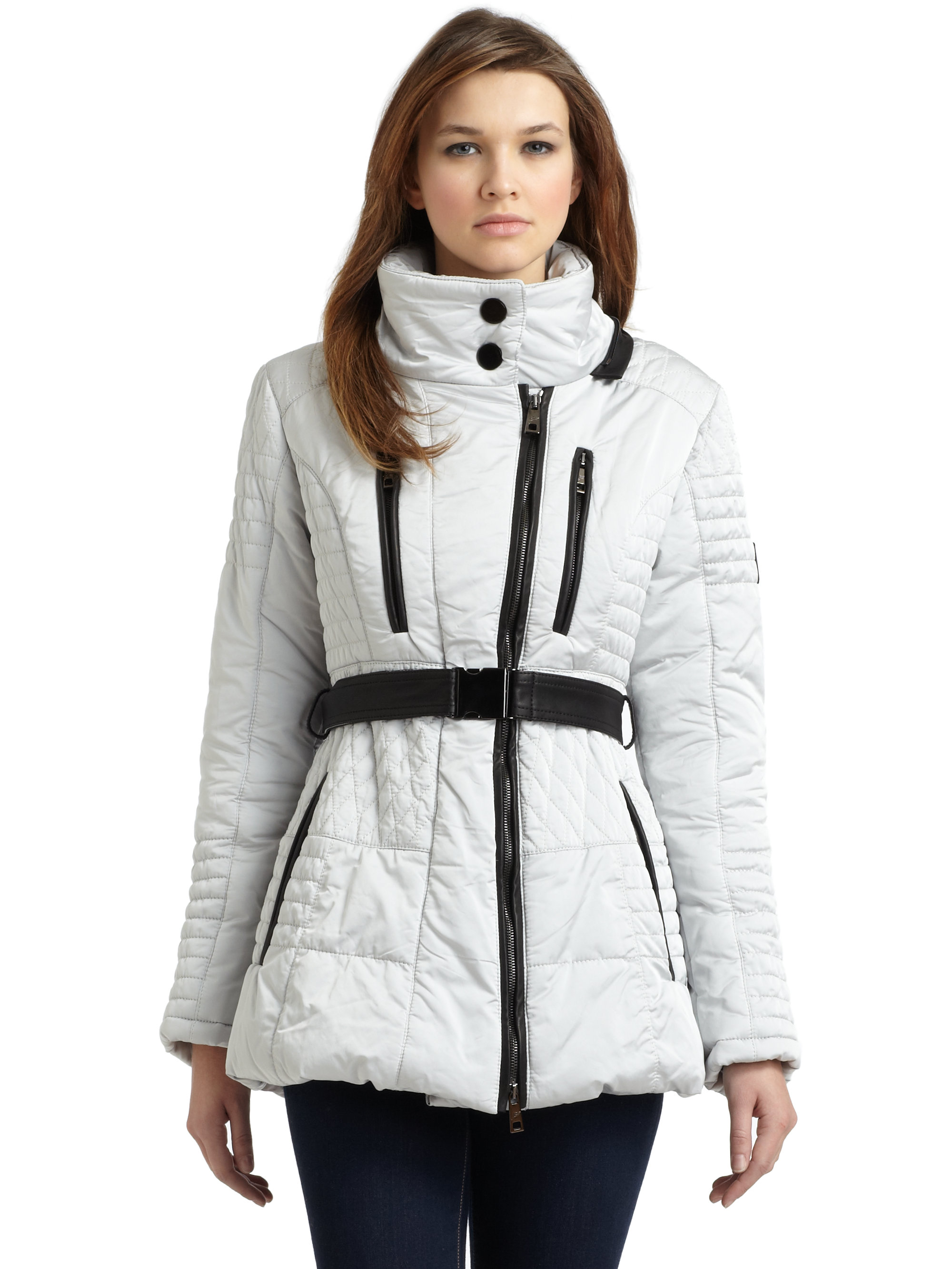 Lyst - Gorski Argento Fur Trim Hood Quilted Ski Jacket in White