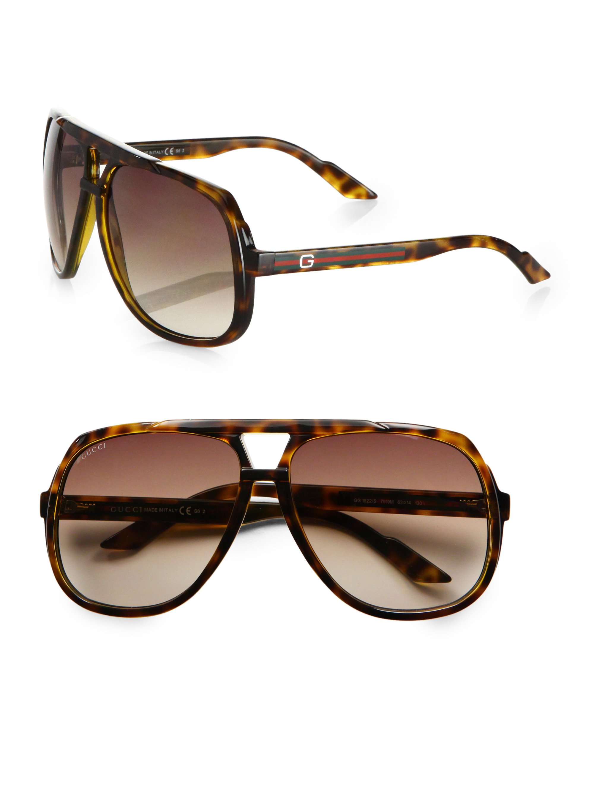 Lyst - Gucci Plastic Aviator Sunglasses in Brown for Men