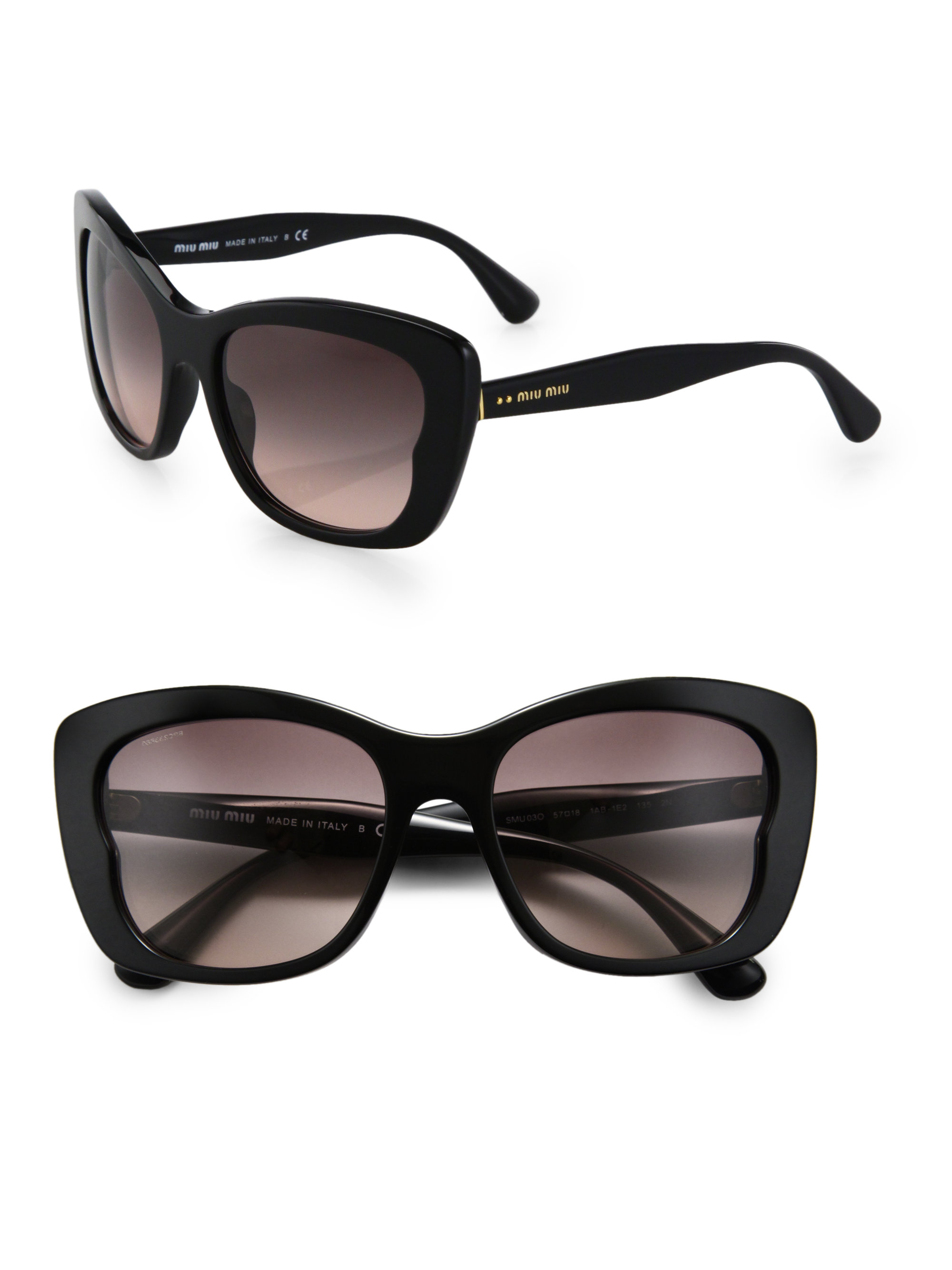 Download Miu Miu Oversized Acetate Butterfly Sunglasses in Black - Lyst
