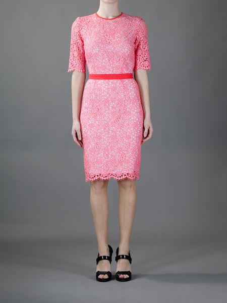 Msgm Lace Dress in Pink | Lyst