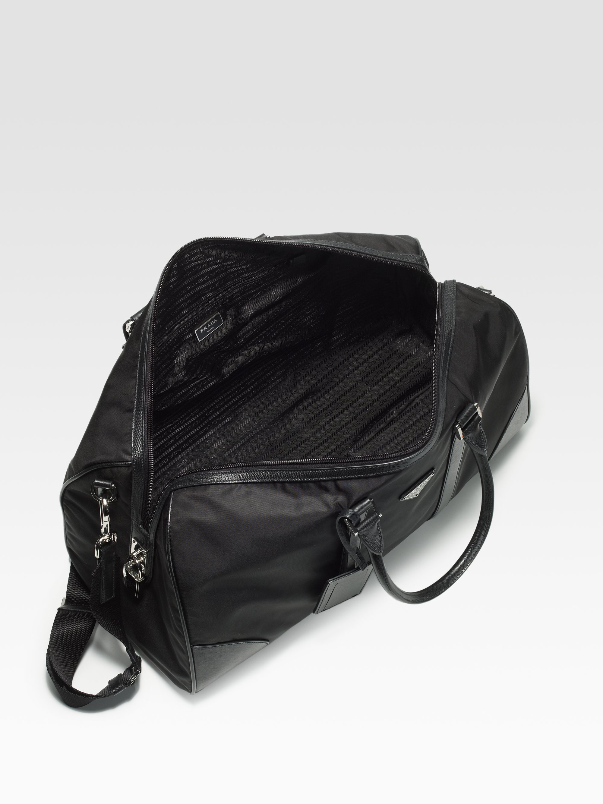 Download Lyst - Prada Nylon Duffel Bag in Black for Men