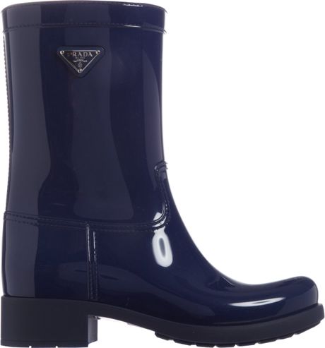 Prada Pullon Rain Boot in Black (silver) | Lyst