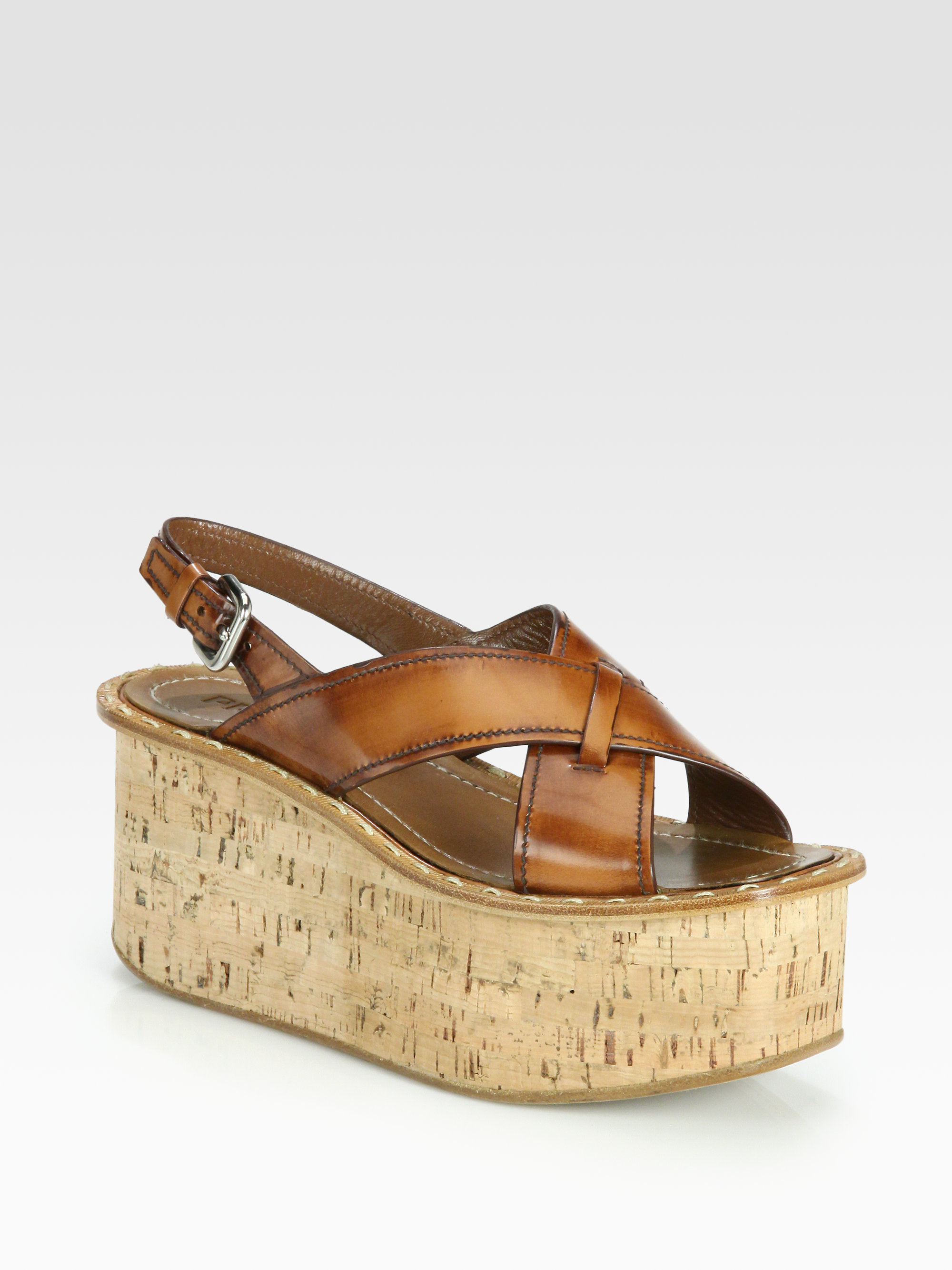 prada leather espadrille wedge sandals