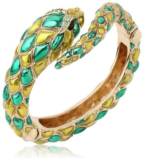 Roberto Cavalli Snake Swarovski Metal Bracelet in Green (gold/green) | Lyst