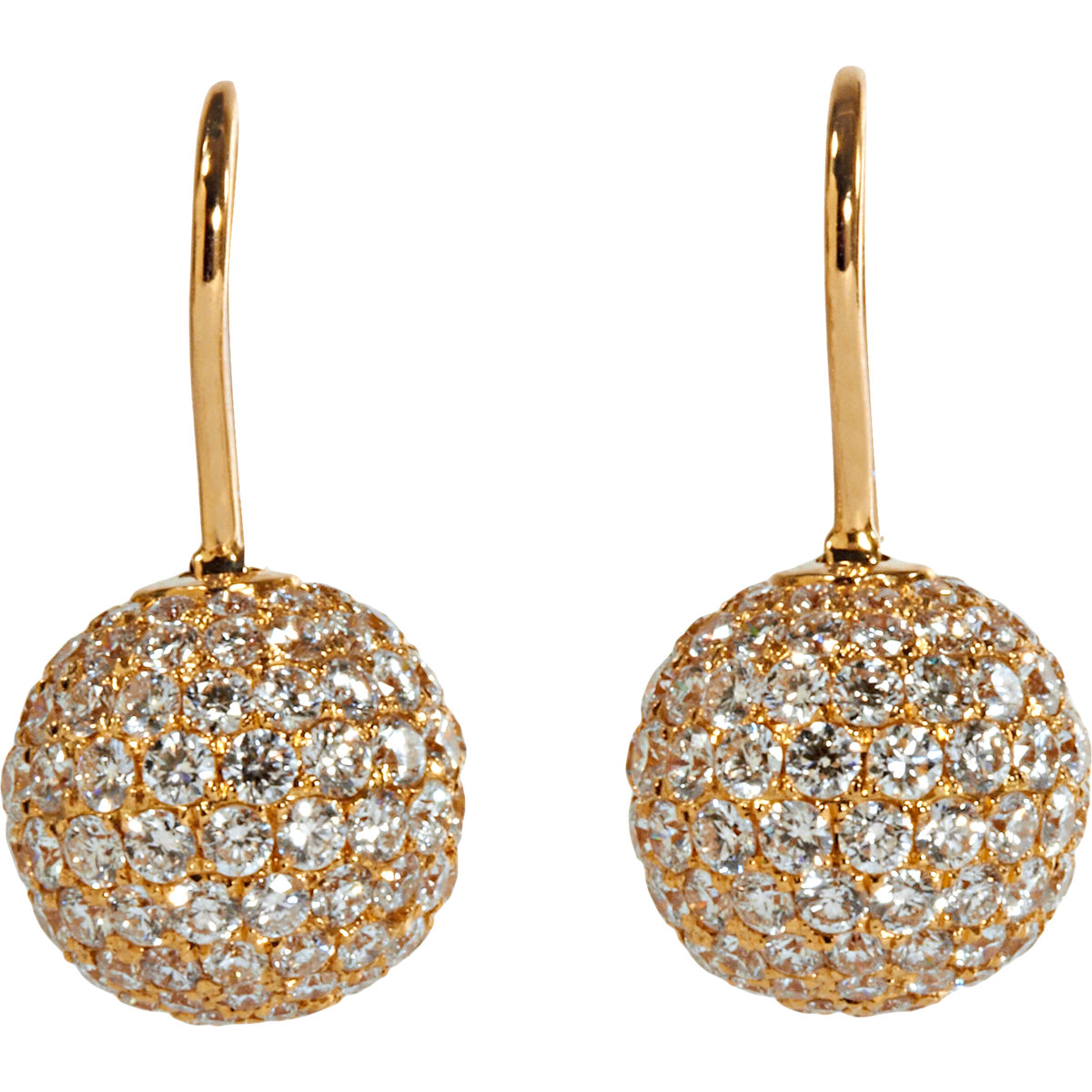 Shamballa Jewels Pave Diamond Gold Ball Drop Earrings in Yellow | Lyst