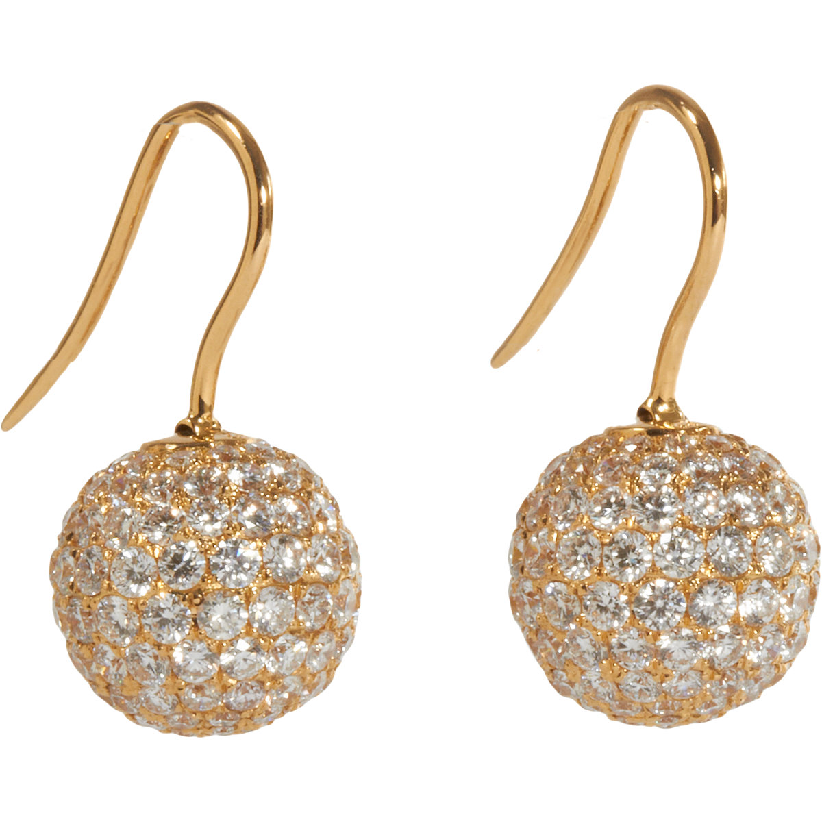 Shamballa Jewels Pave Diamond Gold Ball Drop Earrings In Yellow Lyst Gallery