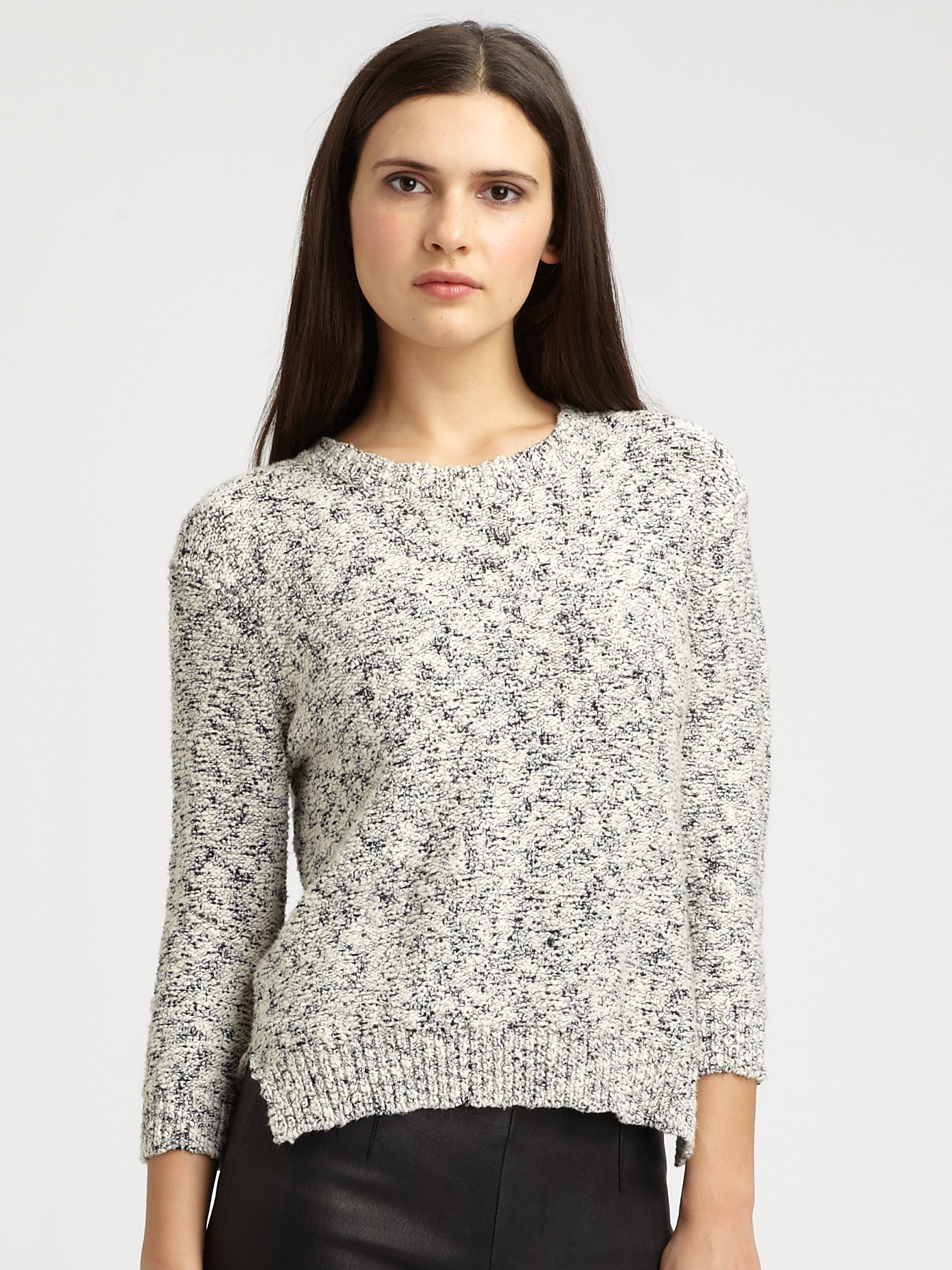 Theory Rainee Ocean Tweed Sweater in Gray | Lyst