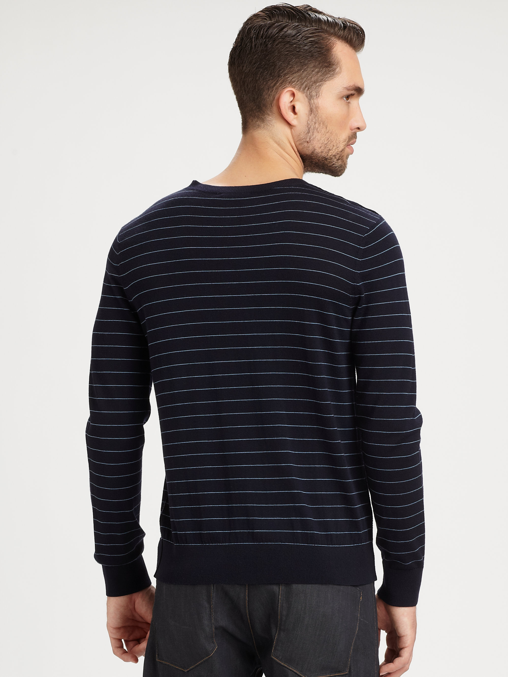 Theory Soverign Striped Wool Sweater in Blue for Men Lyst