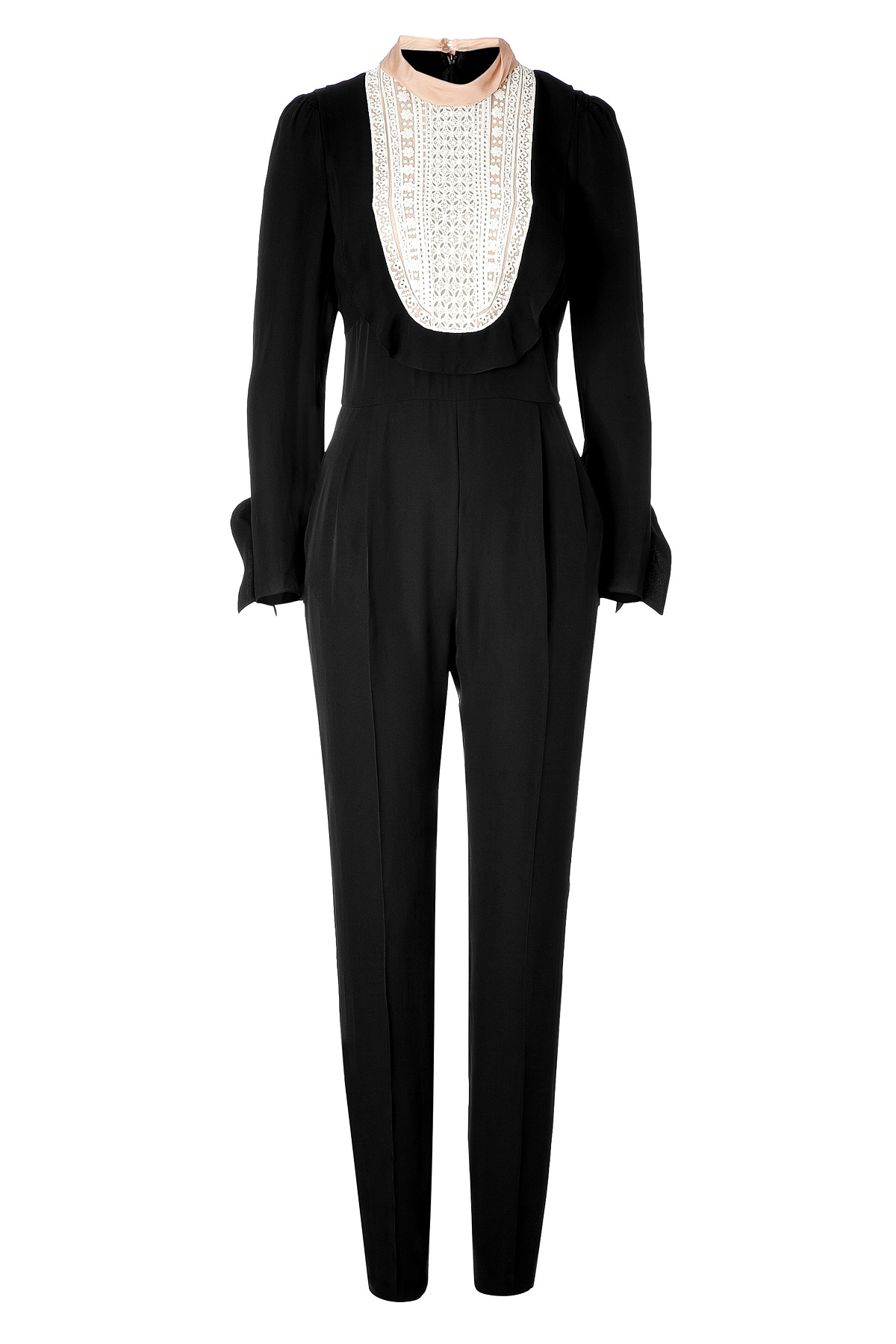 Valentino Black Embroidered Silk Jumpsuit in Black | Lyst