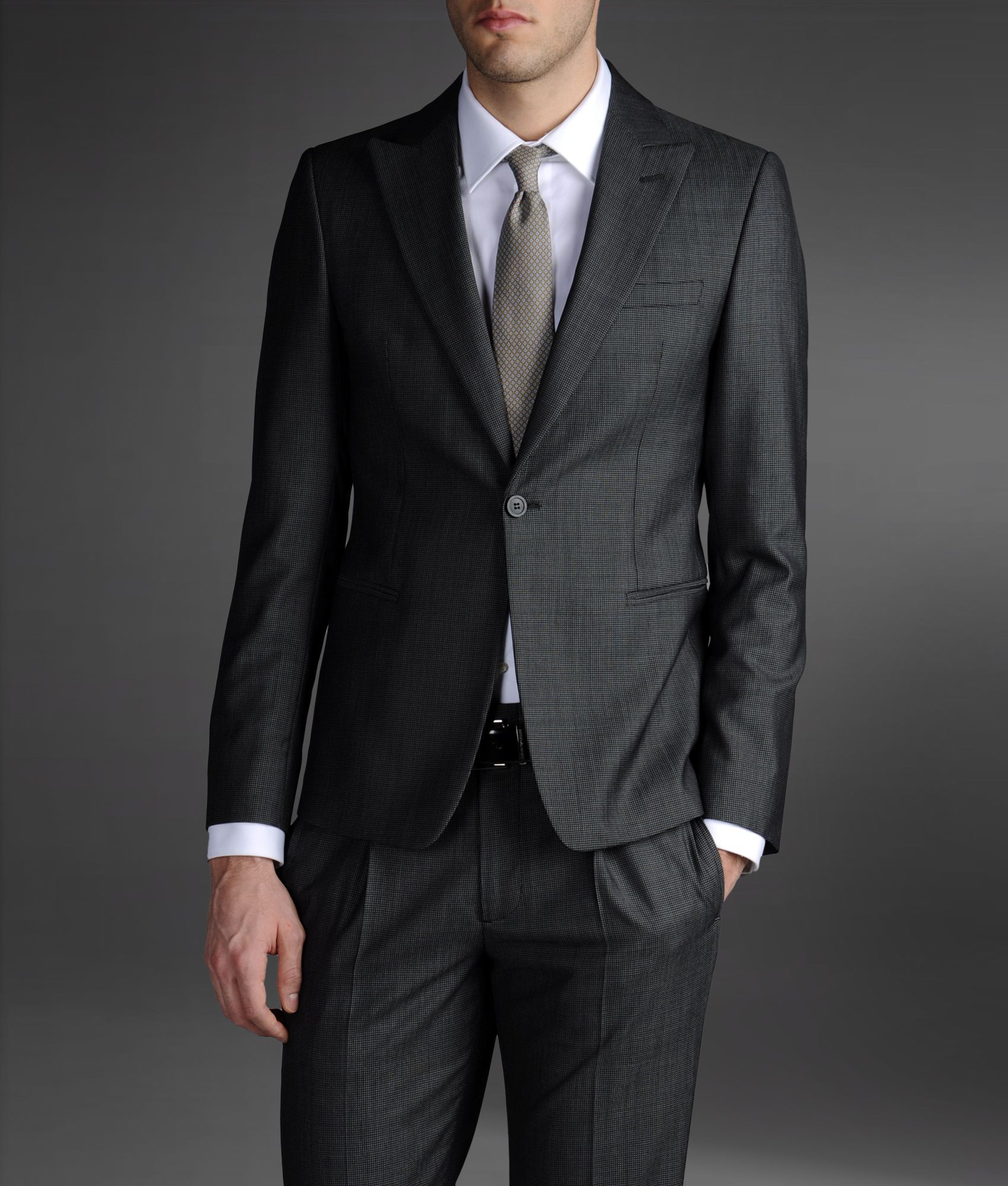 Emporio Armani One Button Suit in Gray for Men - Lyst