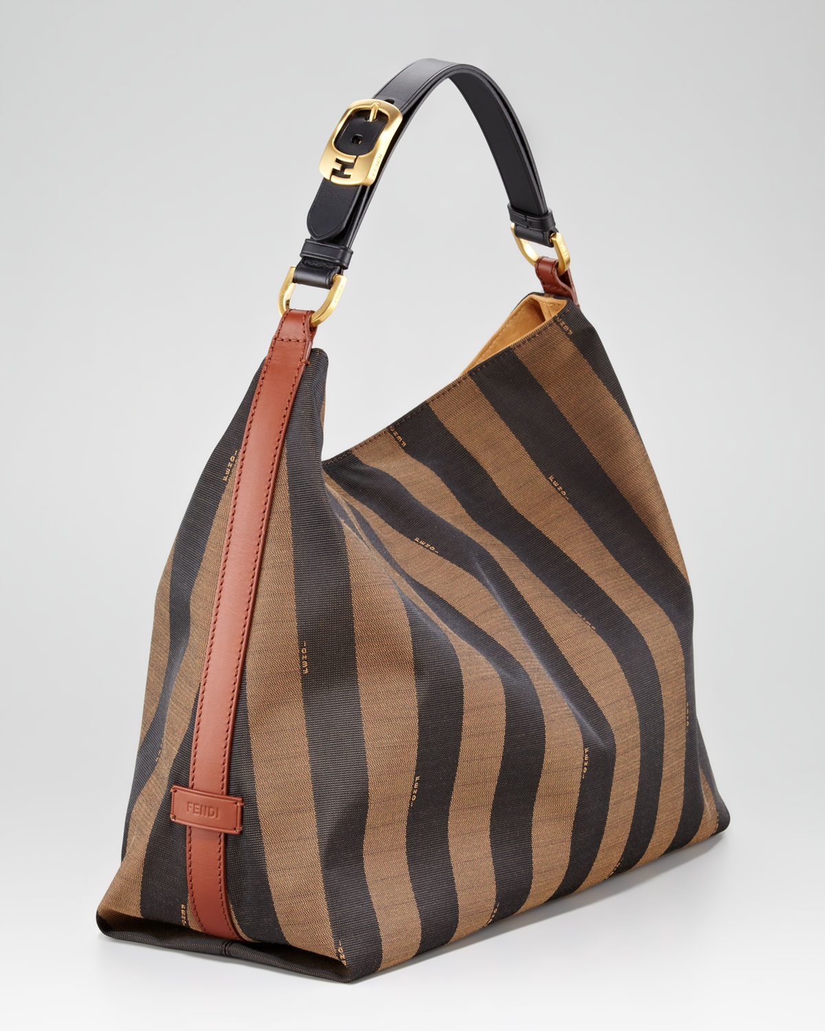 Fendi Pequin Tonal Stripe Hobo in Brown | Lyst