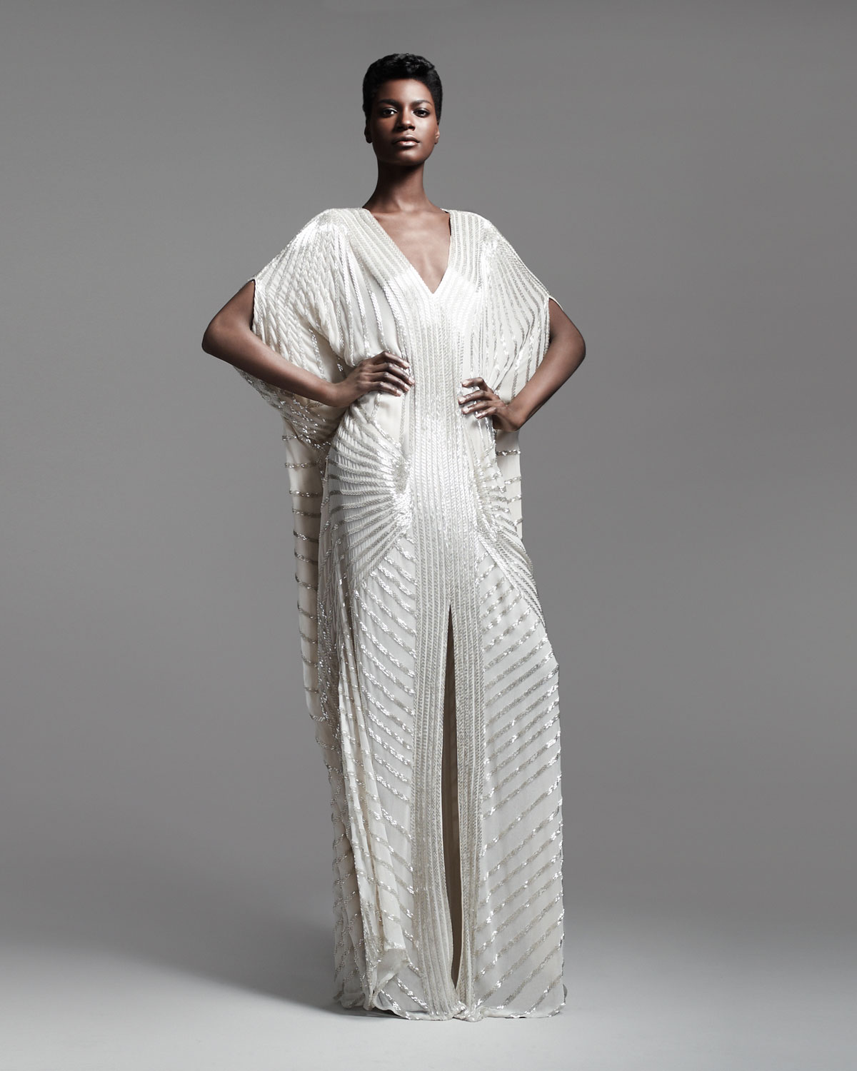 white sequin kaftan