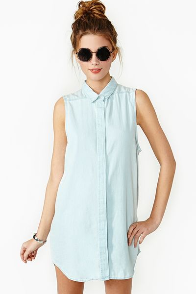 Nasty Gal Colleen Chambray Shirt in Blue (chambray) | Lyst