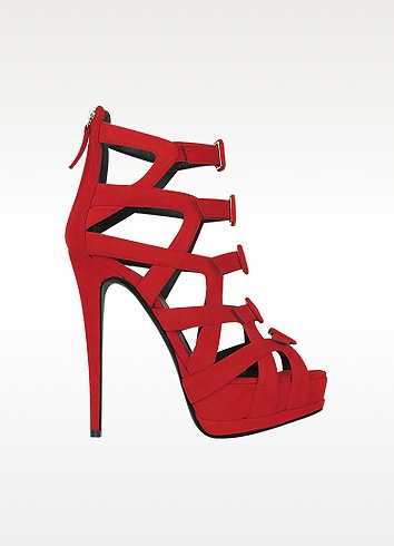 Giuseppe zanotti Red Suede Platform Sandal in Red | Lyst