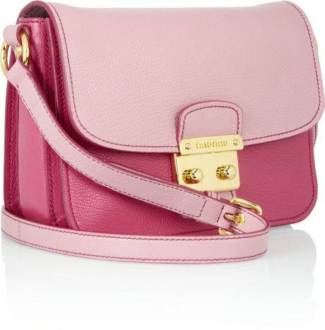 Miu Miu Madras Twotone Texturedleather Shoulder Bag in Purple (fuchsia ...