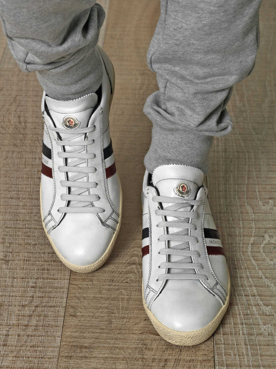 Lyst Moncler Monaco Stripe Trainers In Natural For Men