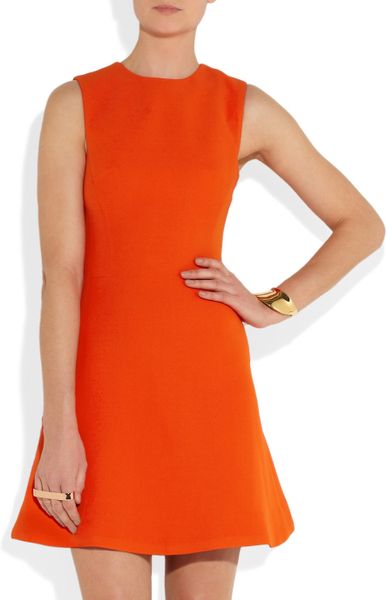 Victoria Beckham Silk and Woolblend Mini Dress in Orange (red) | Lyst