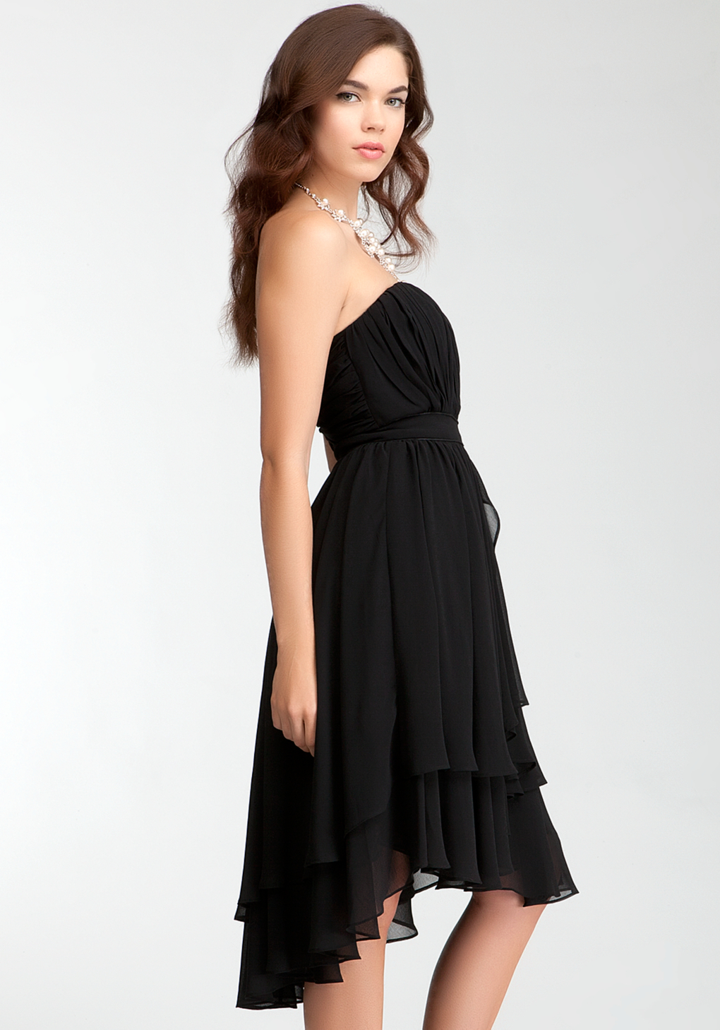 Lyst - Bebe Pleated Strapless Layer Skirt Dress Rami Kashou in Black
