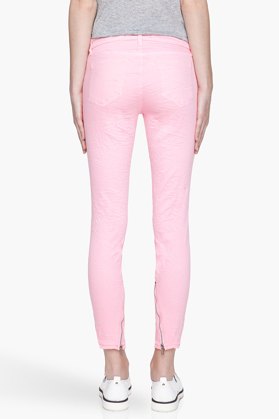 Lyst - J Brand Bubblegum Pink Engineered Crinkle Skinny Jeans in Pink