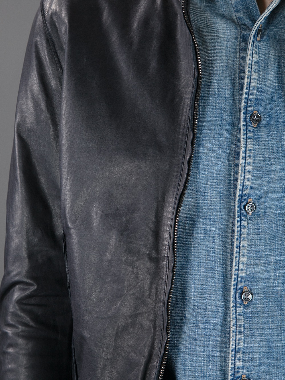 Trussardi Panelled Leather Jacket in Black for Men | Lyst