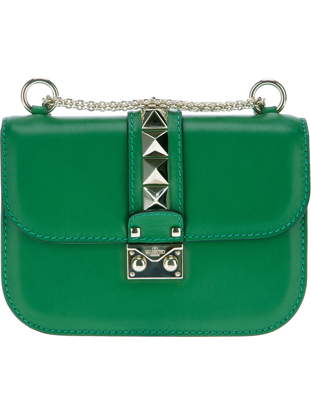 Valentino Studded Shoulder Bag in Green | Lyst