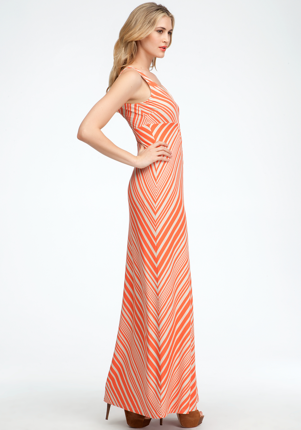 orange striped maxi dress