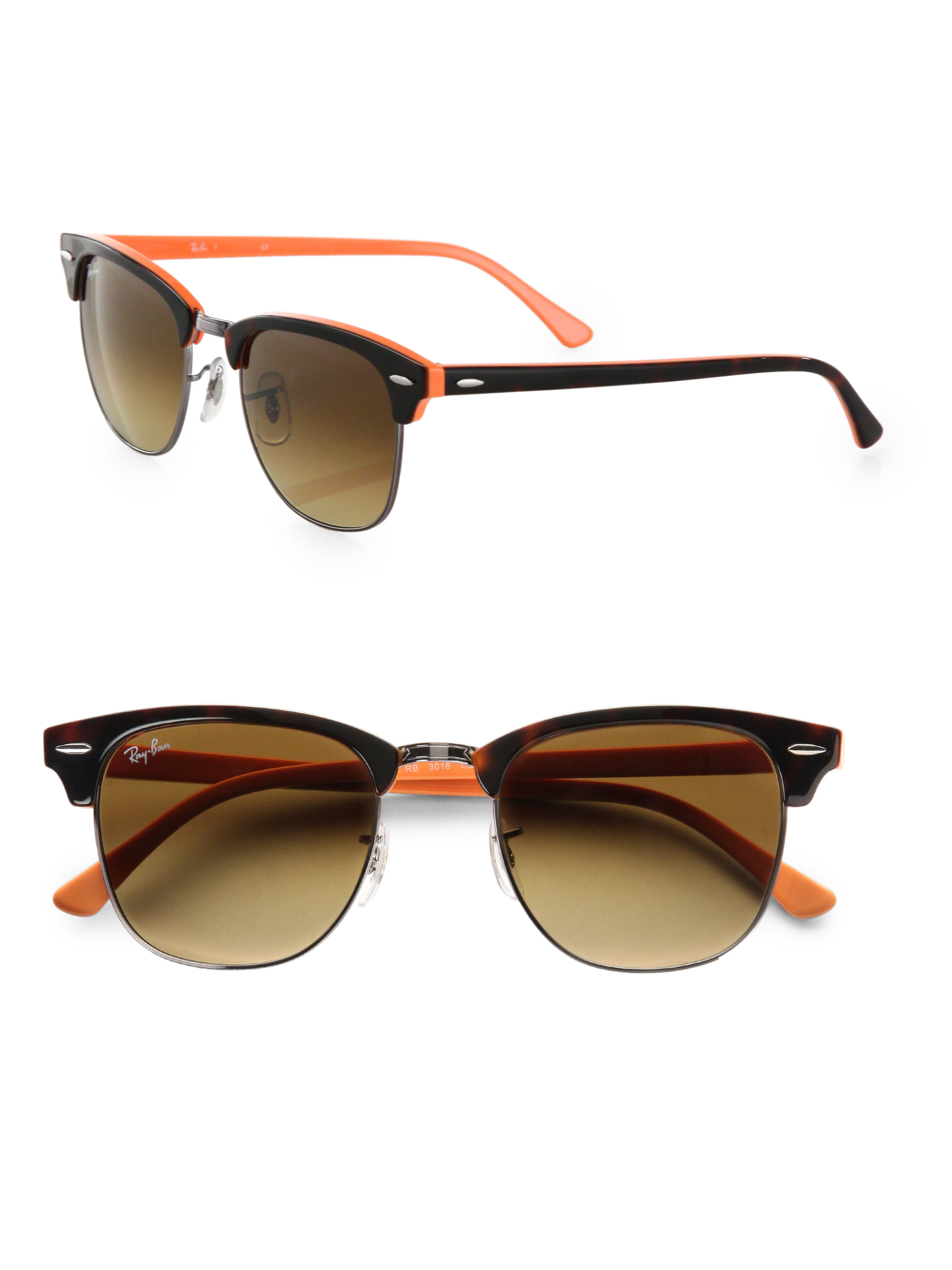 Lyst - Ray-Ban Plastic Clubmaster Sunglasses in Orange for Men