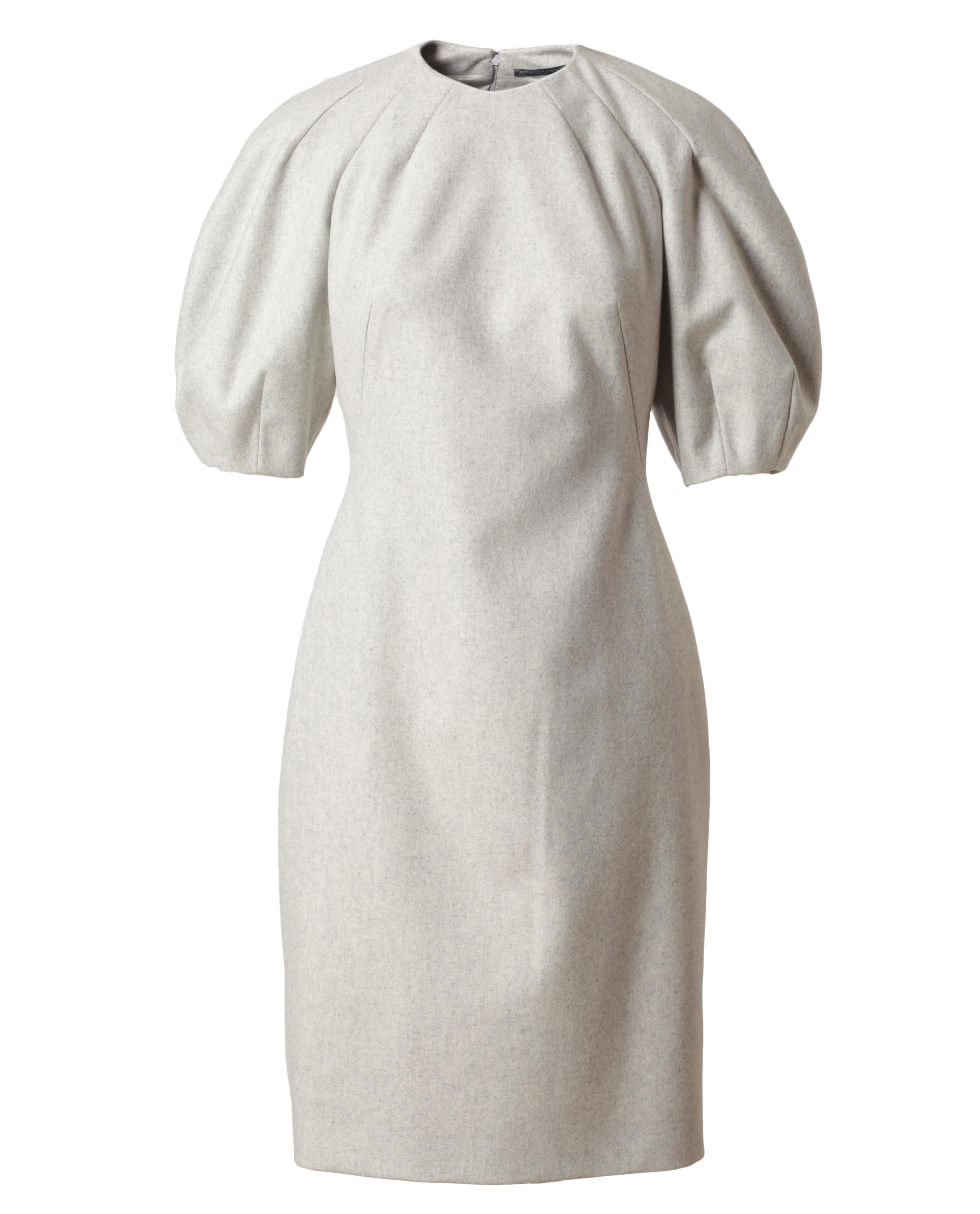 Alexander mcqueen Structured Virgin Wool Dress in Gray (grey) | Lyst